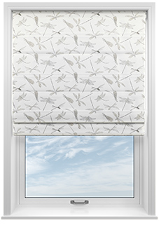 Dragonflies, Soft White - Motorised Roman Blind